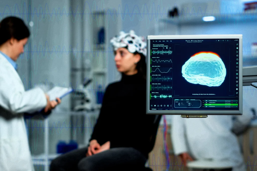 Mujer en un tratamiento con neurotecnología