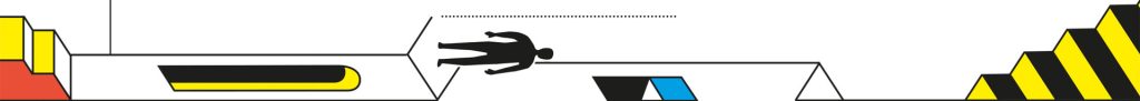 Ilustración horizontal lineal de escaleras y arcos sin sentido